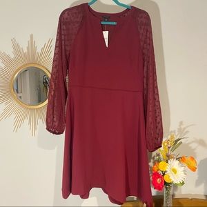 Ann Taylor Burgundy Long Sleeve Dress. Size4 NWT